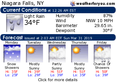 Latest Niagara Falls, New York, weather conditions and forecast